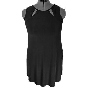 Tiana B Black Cutout Mini Shift Dress Womens 14 Cutout Stretch LBD Casual Staple